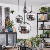 Koyoto hanging light, globe light, Cluster pendant lamp chrome, Smoke-coloured, 4-light sources