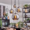Koyoto hanging light, globe light, Cluster pendant lamp chrome, Smoke-coloured, 4-light sources