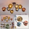Ripoll ceiling light, globe light blue, gold, coppery, 8-light sources