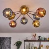 Ripoll ceiling light, globe light blue, gold, coppery, 8-light sources