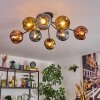 Ripoll ceiling light, globe light blue, gold, coppery, 8-light sources