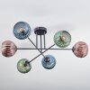 Koyoto ceiling light, globe light 78 cm blue, green, coppery, 6-light sources