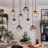 Gastor hanging light, globe light, pendant light Amber, chrome, clear, Smoke-coloured, 8-light sources