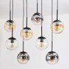 Gastor hanging light, globe light, pendant light Amber, chrome, clear, Smoke-coloured, 8-light sources