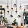 Gastor hanging light, globe light, pendant light Amber, chrome, clear, Smoke-coloured, 8-light sources
