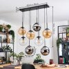 Gastor hanging light, globe light, pendant light Amber, chrome, clear, Smoke-coloured, 8-light sources