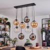 Gastor hanging light, globe light, pendant light Amber, chrome, clear, Smoke-coloured, 8-light sources