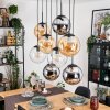Gastor hanging light, globe light, pendant light Amber, chrome, clear, Smoke-coloured, 8-light sources