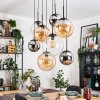 Gastor hanging light, globe light, pendant light Amber, chrome, clear, Smoke-coloured, 8-light sources