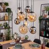 Gastor hanging light, globe light, pendant light Amber, chrome, clear, Smoke-coloured, 8-light sources