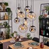 Gastor hanging light, globe light, pendant light Amber, chrome, clear, Smoke-coloured, 8-light sources