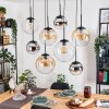 Gastor hanging light, globe light, pendant light Amber, chrome, clear, Smoke-coloured, 8-light sources