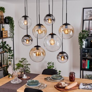 Gastor hanging light, globe light, pendant light Amber, clear, Smoke-coloured, 8-light sources