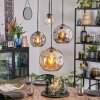 Koyoto hanging light, globe light, Cluster pendant lamp Amber, chrome, clear, Smoke-coloured, 4-light sources