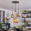 Koyoto hanging light, globe light, Cluster pendant lamp Amber, chrome, clear, Smoke-coloured, 4-light sources