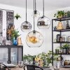 Koyoto hanging light, globe light, Cluster pendant lamp Amber, chrome, clear, Smoke-coloured, 4-light sources
