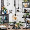 Koyoto hanging light, globe light, Cluster pendant lamp Amber, chrome, clear, Smoke-coloured, 4-light sources