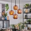 Ripoll hanging light, globe light, Cluster pendant lamp coppery, 4-light sources