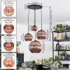 Koyoto hanging light, globe light, Cluster pendant lamp coppery, 4-light sources