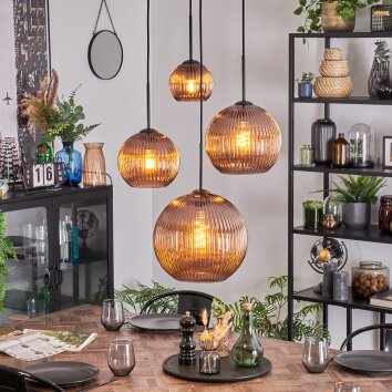 Koyoto hanging light, globe light, Cluster pendant lamp coppery, 4-light sources