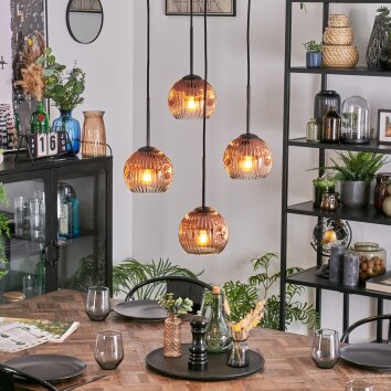 Ripoll hanging light, globe light, Cluster pendant lamp clear, coppery, 4-light sources