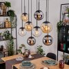 Gastor hanging light, globe light, pendant light Amber, chrome, clear, Smoke-coloured, 8-light sources