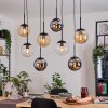 Gastor hanging light, globe light, pendant light Amber, chrome, clear, Smoke-coloured, 8-light sources