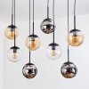Gastor hanging light, globe light, pendant light Amber, chrome, clear, Smoke-coloured, 8-light sources