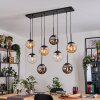 Gastor hanging light, globe light, pendant light Amber, chrome, clear, Smoke-coloured, 8-light sources