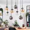 Gastor hanging light, globe light, pendant light Amber, chrome, clear, Smoke-coloured, 8-light sources