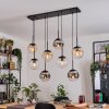 Gastor hanging light, globe light, pendant light Amber, chrome, clear, Smoke-coloured, 8-light sources