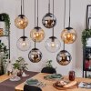 Gastor hanging light, globe light, pendant light Amber, chrome, clear, Smoke-coloured, 8-light sources