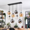 Gastor hanging light, globe light, pendant light Amber, chrome, clear, Smoke-coloured, 8-light sources