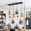 Gastor hanging light, globe light, pendant light Amber, chrome, clear, Smoke-coloured, 8-light sources