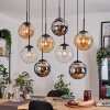 Gastor hanging light, globe light, pendant light Amber, chrome, clear, Smoke-coloured, 8-light sources