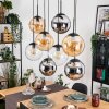Gastor hanging light, globe light, pendant light Amber, chrome, clear, Smoke-coloured, 8-light sources
