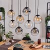 Gastor hanging light, globe light, pendant light Amber, clear, Smoke-coloured, 8-light sources