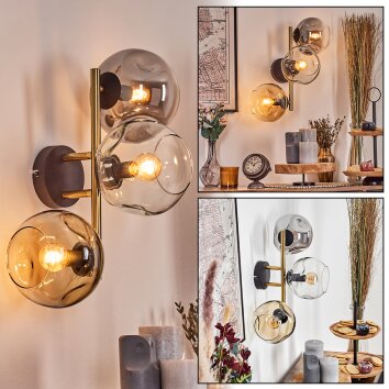 Ripoll globe light, wall light gold, black, 3-light sources