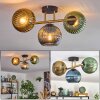 Koyoto ceiling light, globe light gold, black, 3-light sources