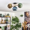 Koyoto ceiling light, globe light gold, black, 3-light sources