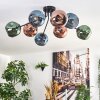 Ripoll ceiling light, globe light blue, green, coppery, 8-light sources