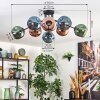 Ripoll ceiling light, globe light blue, green, coppery, 8-light sources