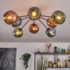 Ripoll ceiling light, globe light blue, green, coppery, 8-light sources