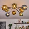 Ripoll ceiling light, globe light blue, gold, green, 8-light sources
