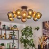 Koyoto ceiling light, globe light 89 cm blue, green, coppery, 12-light sources