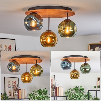 Ripoll ceiling light, globe light Ecru, black, 3-light sources