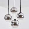Ripoll globe light, Cluster pendant lamp chrome, clear, Smoke-coloured, 4-light sources
