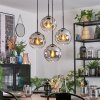 Ripoll hanging light, globe light, Cluster pendant lamp chrome, clear, Smoke-coloured, 4-light sources