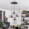 Ripoll hanging light, globe light, Cluster pendant lamp chrome, clear, Smoke-coloured, 4-light sources
