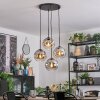 Ripoll hanging light, globe light, Cluster pendant lamp chrome, clear, Smoke-coloured, 4-light sources